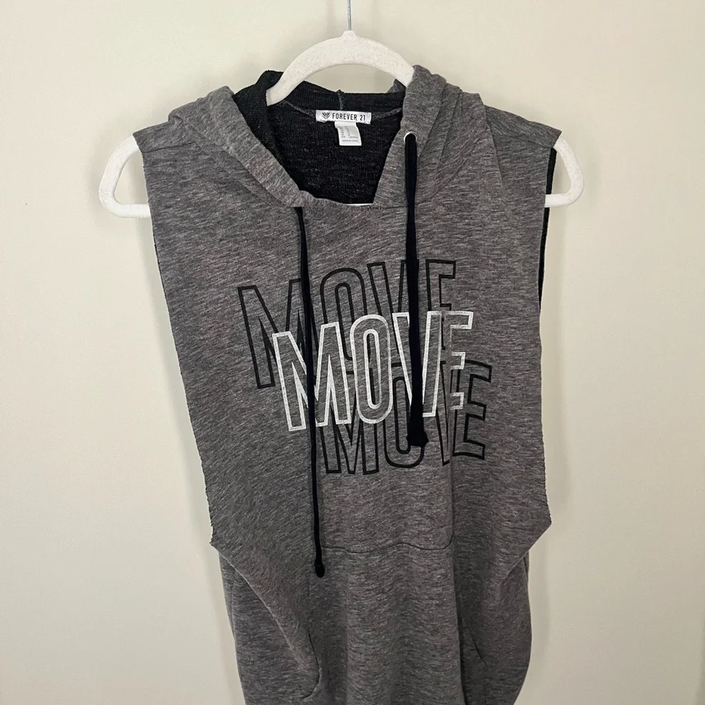 Forever 21 Charcoal Sleeveless Hoodie - Picture 1 of 3